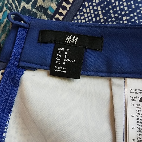 H & M blue patterned pencil skirt sz 8 - Picture 5 of 6